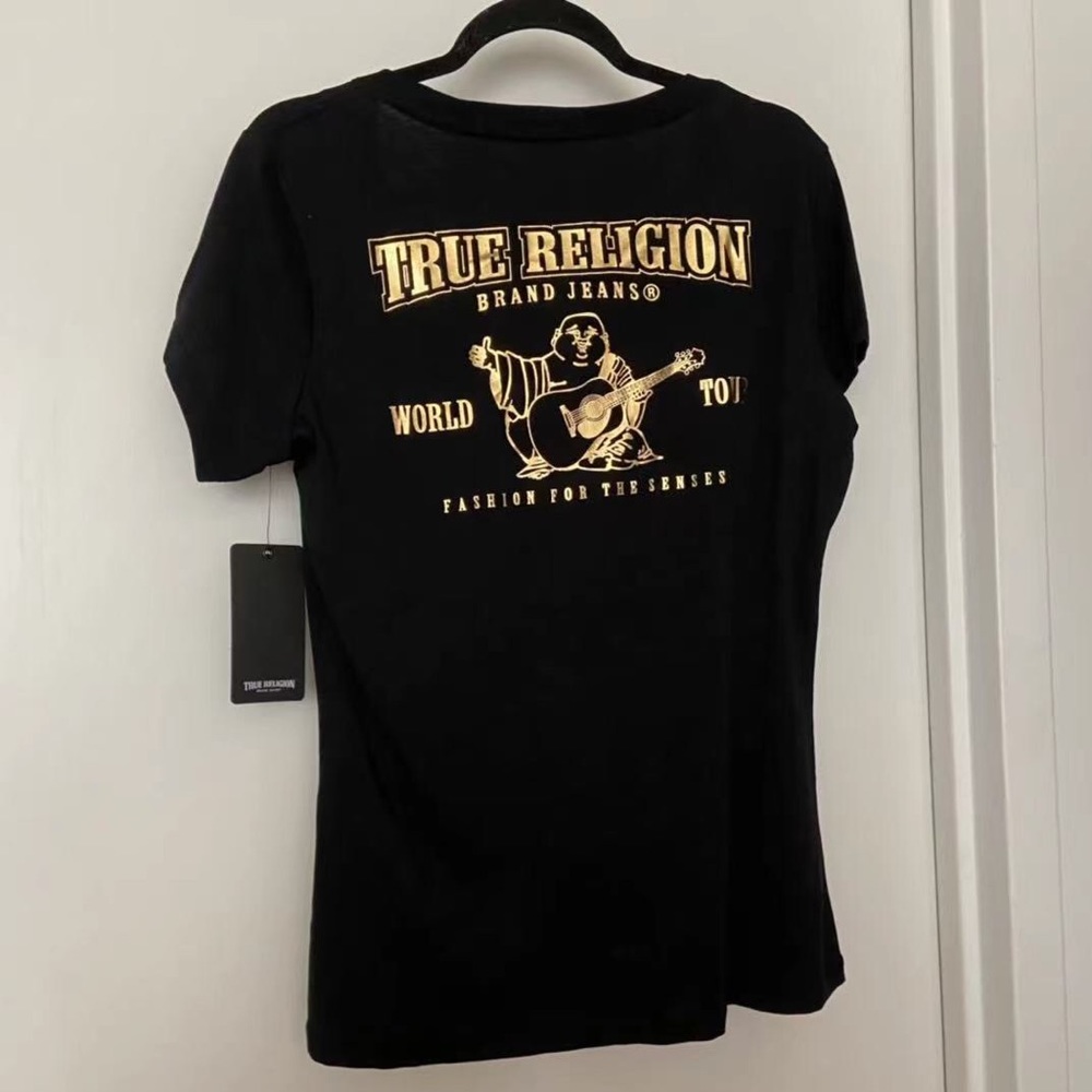 Women's True Religion Logo V-neck Tee Size XL